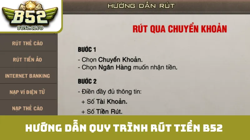 Hướng dẫn tổng quát quy trình rút tiền B52