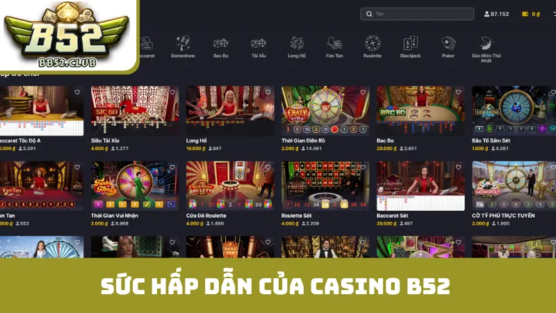 Sức hấp dẫn không thể chối từ của casino B52
